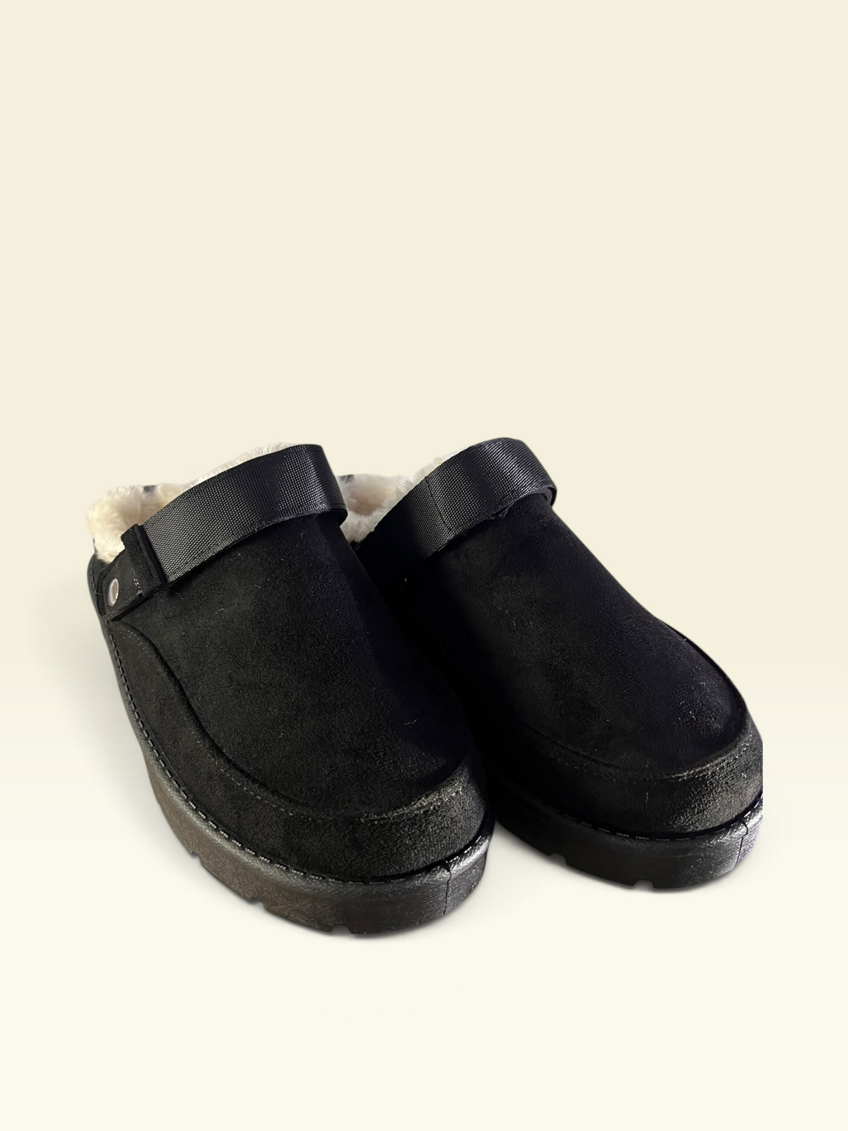 Black Faux Suede Clog slippers
