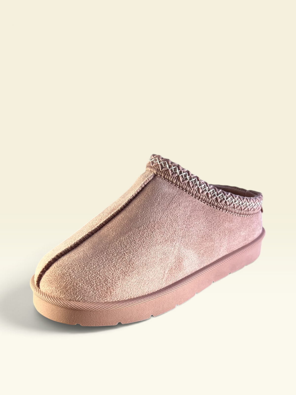 Pink Faux-Suede Fur Mules