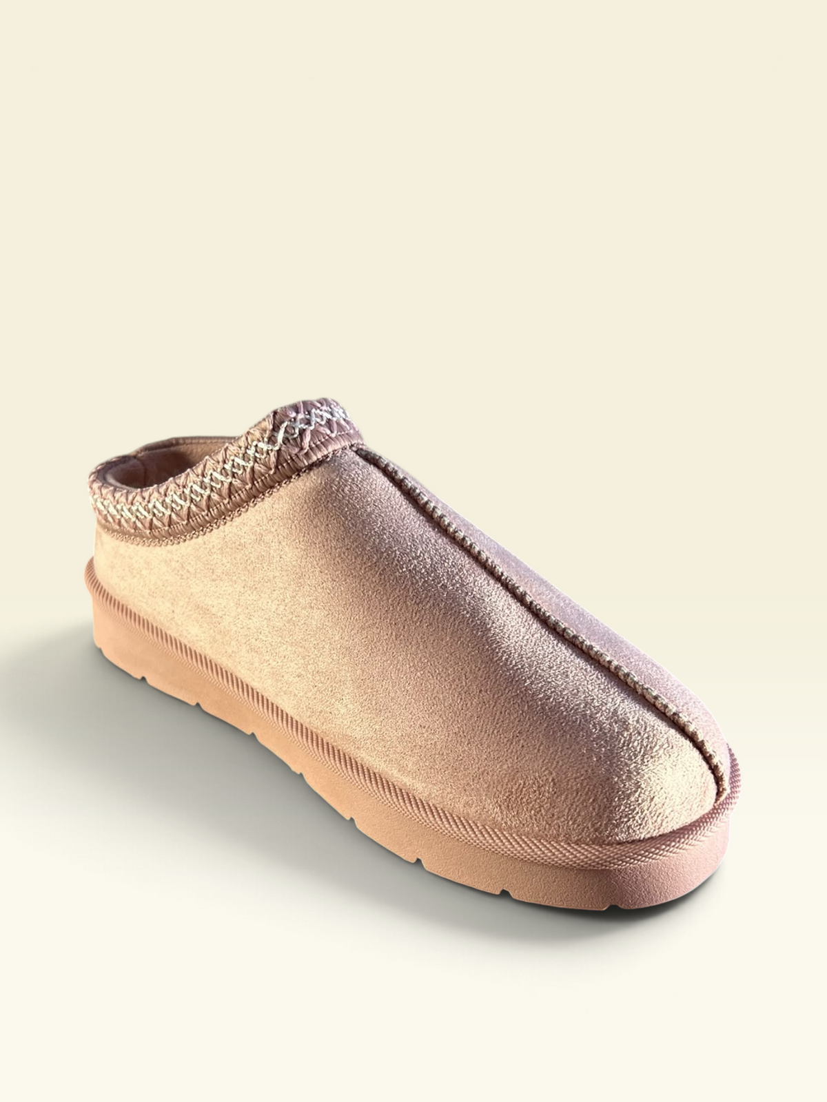 Pink Faux-Suede Fur Mules