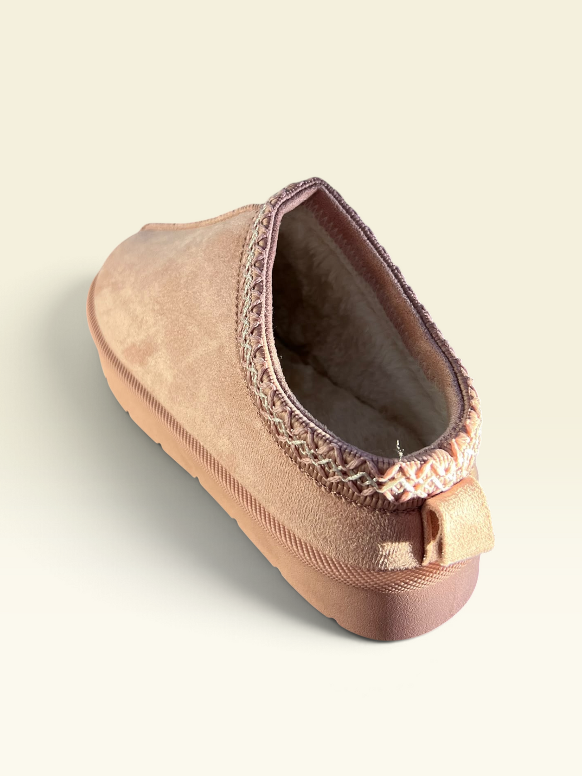 Pink Faux-Suede Fur Mules