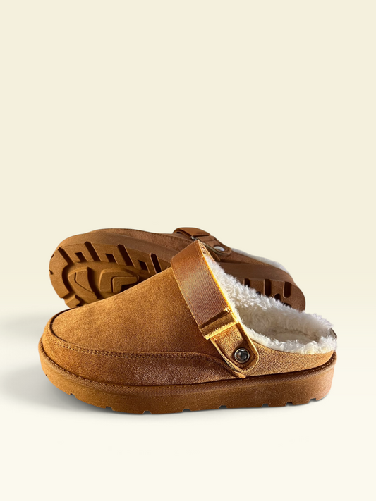 Tan Faux Suede Clog slipper