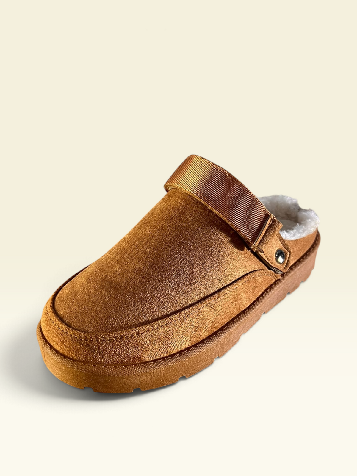 Tan Faux Suede Clog slipper