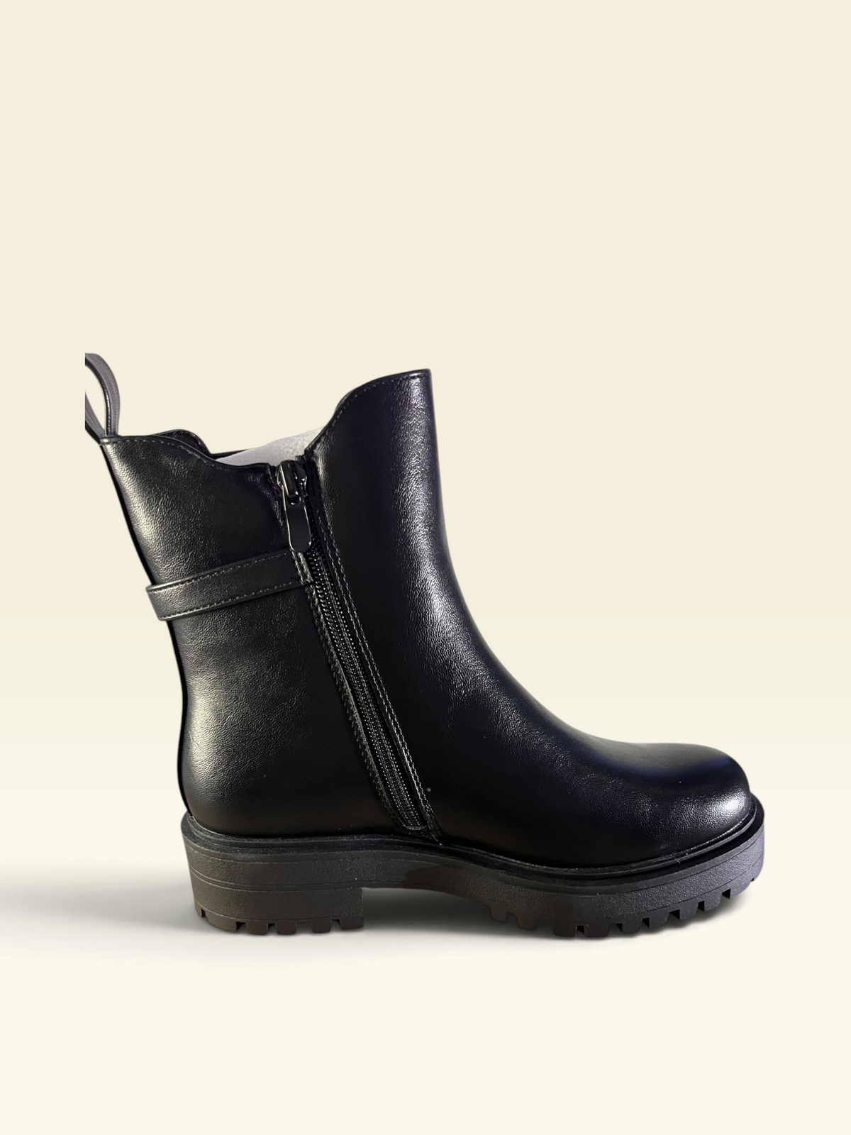 Black Chunky Buckle Accent Chelsea Boots