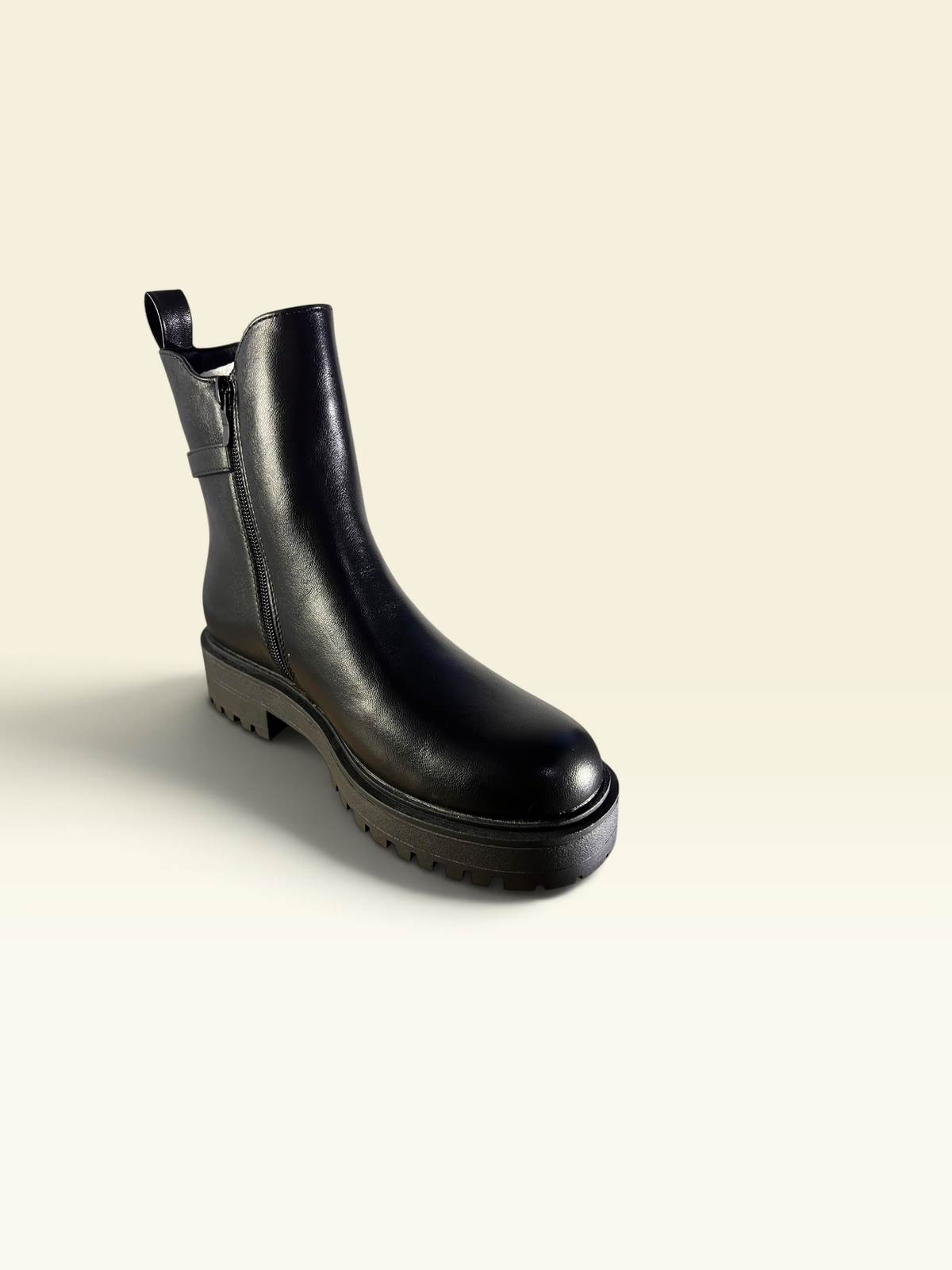 Black Chunky Buckle Accent Chelsea Boots