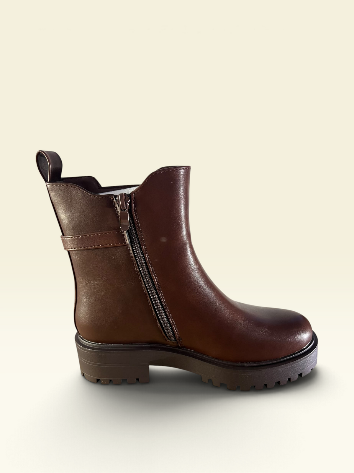 Brown Chunky Buckle Accent Chelsea Boots