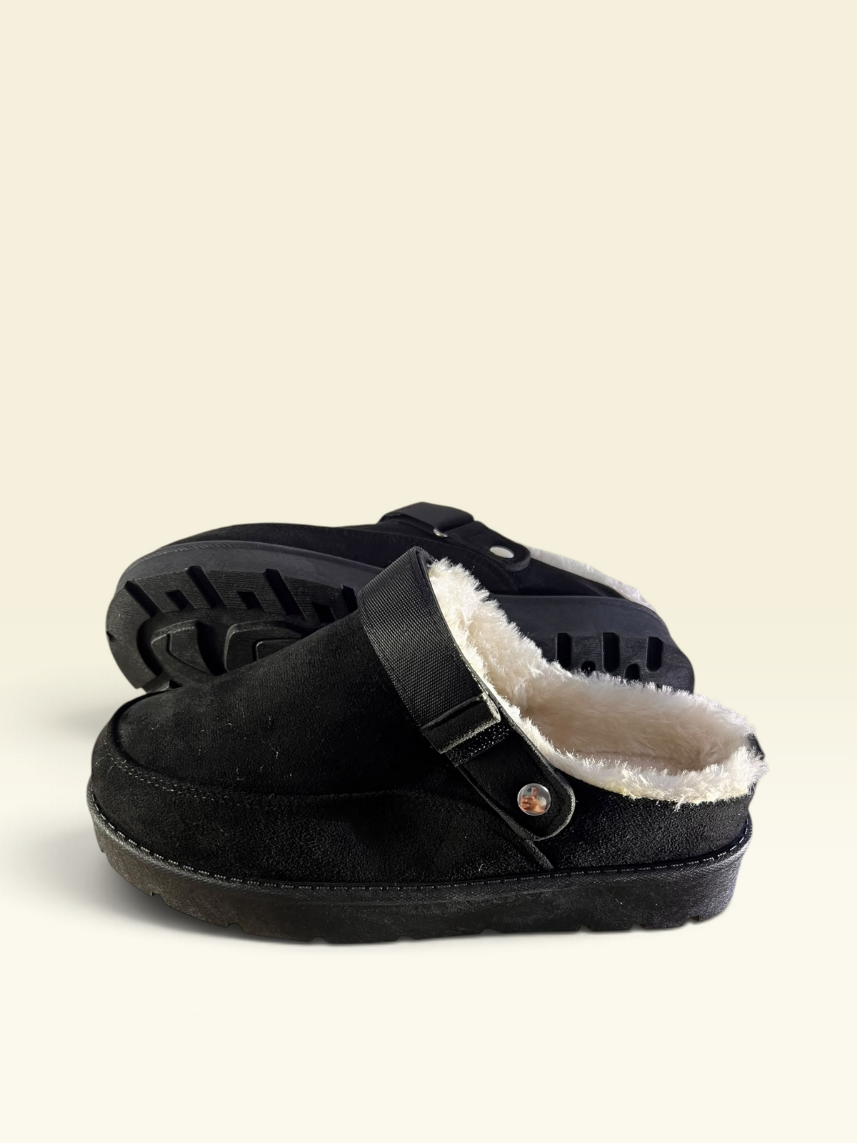 Black Faux Suede Clog slippers