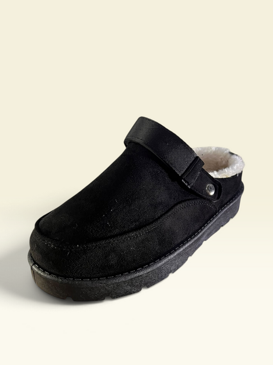 Black Faux Suede Clog slippers
