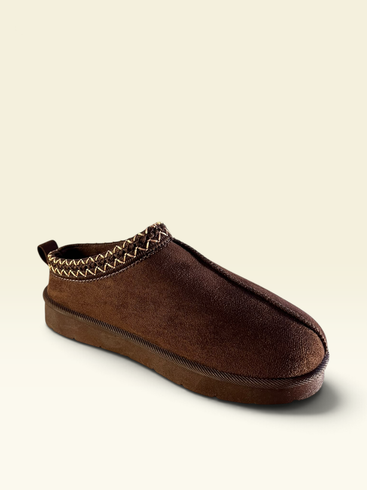 Brown Faux-Suede Fur Mules