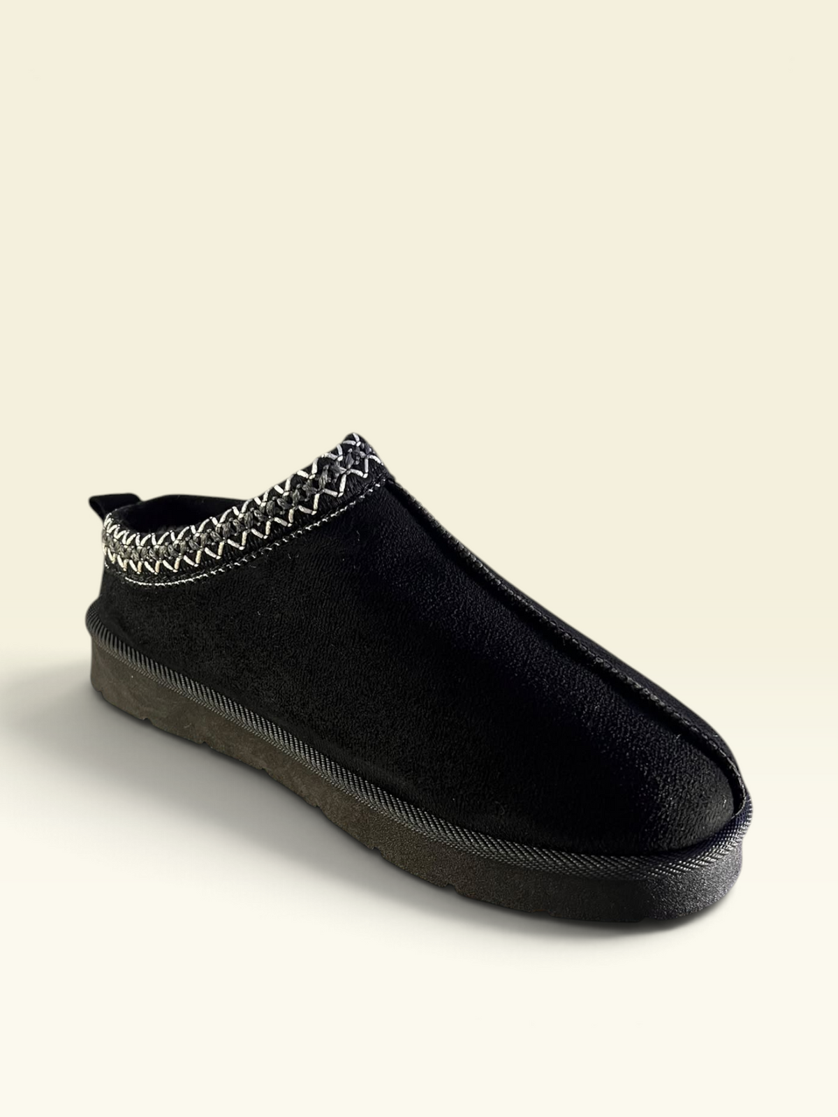 Black Faux-Suede Fur Mules